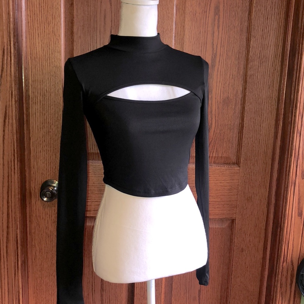 3/$20 NEW LISTING! Mock Neck Cut out Crop Top - Picture 1 of 7